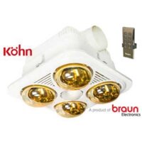Đèn sưởi ấm kết hợp quạt thông gió âm trần Braun Kohn BU04GR (Điều khiển từ xa sóng wiffi )
