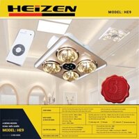 Đèn sưởi âm trần Heizen HE9 4 bóng dùng điều khiển - Bảo hành 5 năm toàn bộ đèn