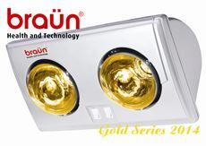 Đèn sưởi nhà tắm Braun BU02G - 2 bóng vàng