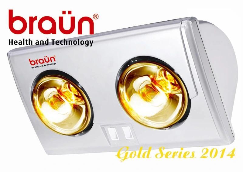Đèn sưởi nhà tắm Braun BU02G - 2 bóng vàng