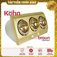 Đèn Sưởi Nhà Tắm 3 Bóng- Braun Kohn- Dùng cho phòng 4-6m2- Công suất 825w- Bảo hành 12 tháng