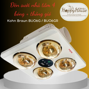Đèn sưởi nhà tắm 4 bóng âm trần Kohn BU06GR
