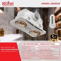 Đèn sưởi nhà tắm âm trần 2 bóng chống chói Braun Kohn BK02G-Hàng chính hãng bảo hành 5 năm