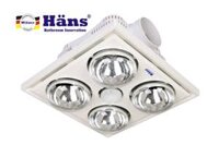 Đèn sưởi nhà tắm âm trần 4 bóng Hans H4B (tích hợp quạt thông gió và đèn led)