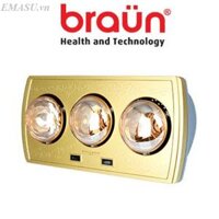 Đèn sưởi nhà tắm Braun 3 bóng vàng BU03 (BU-03)