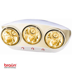 Đèn sưởi nhà tắm Braun BU03G (BU03-G) - 3 bóng vàng
