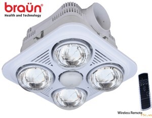 Đèn sưởi nhà tắm Braun BU04R - 4 bóng âm trần + điều khiển