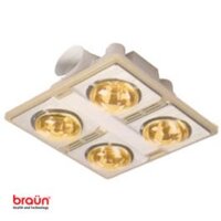 Đèn Sưởi Nhà Tắm Braun KN04G 4 Bóng Âm Trần Màu Vàng