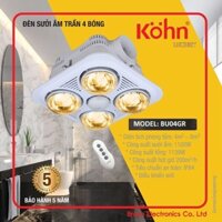 Đèn sưởi nhà tắm Braun Kohn 4 bóng âm trần BU04GR có điều khiển(3 trong 1 :Sưởi ấm,chiếu sáng,thông gió)-Bảo hành 5 năm