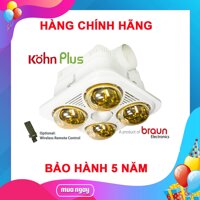 Đèn sưởi nhà tắm Braun Kohn 4 bóng âm trần có điều khiển BU04GR