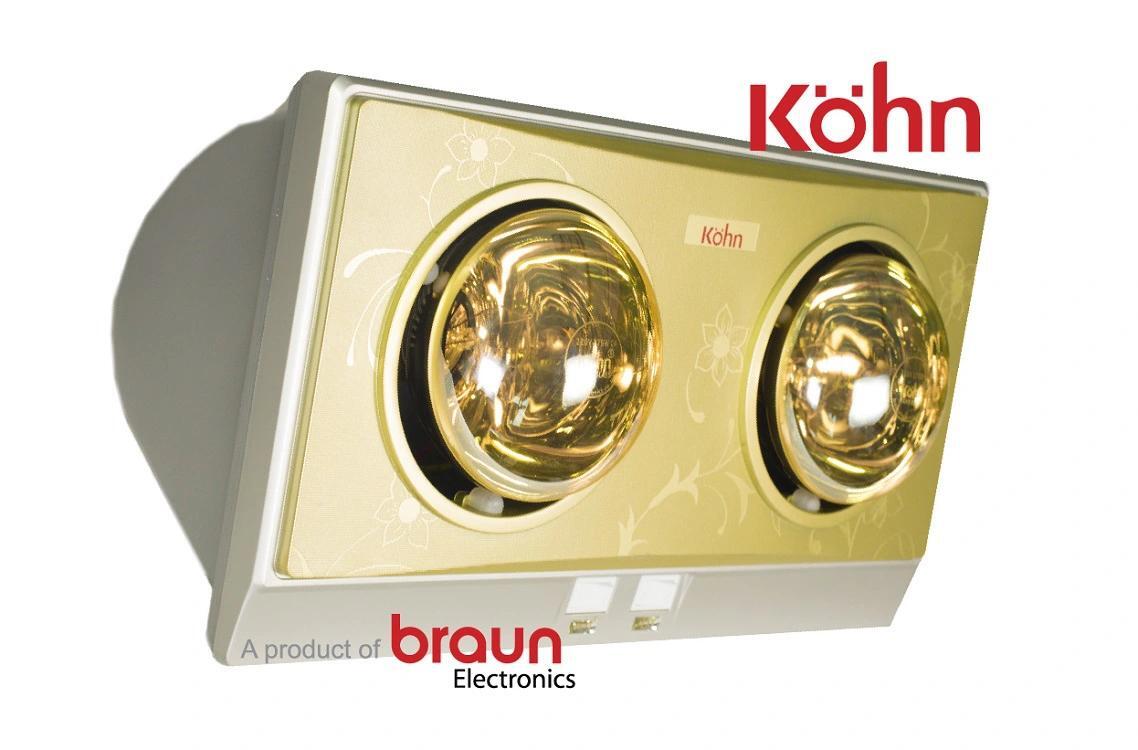 Đèn sưởi nhà tắm Braun KN02G -  2 bóng vàng