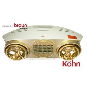 Đèn sưởi nhà tắm Kohn Braun KU02PG - 2 bóng vàng, có quạt