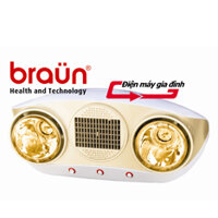 Đèn sưởi nhà tắm Kohn Braun 2 bóng thổi gió nóng vàng