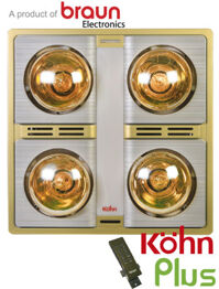 Đèn sưởi nhà tắm Kohn KN04GR âm trần có điều khiển