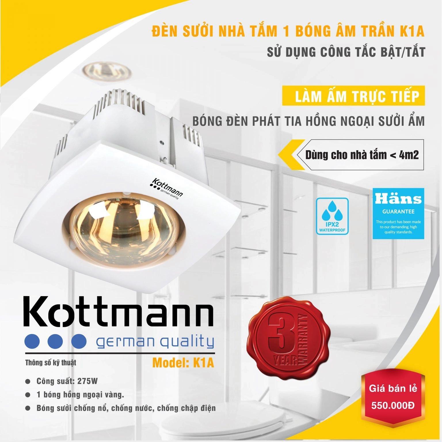 Đèn sưởi nhà tắm Kottman K1A
