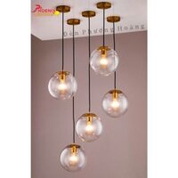 Đèn thả cầu thủy tinh nắp vàng sang trọng - Đèn Phượng Hoàng