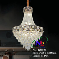 Đèn thả chùm pha lê cao cấp - Đèn chùm tân cổ điển 228/600 lắp phòng họp, đại sảnh công ty