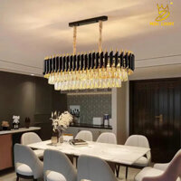 Đèn thả chùm pha lê phòng khách tròn dài phong cách hiện đại chất liệu xi mạ pha lê cao cấp đui đèn E14 MDL3