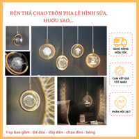 Đèn thả - đèn thả trần chao tròn pha lê K9 hình sứa, huơu, Led 3 màu decor ngủ phòng, phòng khách hiện đại T11