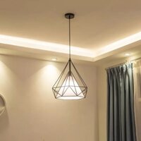 Đèn thả đơn kim cương T034,đèn treo khung sắt sơn tĩnh điện fi 250