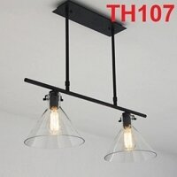Đèn thả khung treo 2 bóng thân đen chao đen đui E27x2(chưa bóng)_TH107 Kích thước: 750x720mm