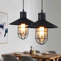 Đèn thả : Mẫu đèn thả vintage chao kính lồng sắt cổ điển trang trí nhà hàng quán cafe