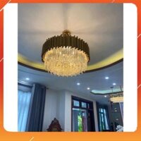 Đèn thả pha lê cao cấp mạ vàng viền ziczac hình tròn trang trí phòng khách, phòng ngủ, trang trí phòng trả HL8001-800