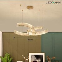 Đèn thả pha lê LED 2 chữ C 80cm đổi màu điều khiển từ xa bảo hành 1 năm