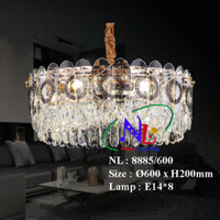Đèn thả pha tân cổ điển - Đèn thả chùm pha lê 8885/600 trang trí shop mỹ phẩm, nhà thờ