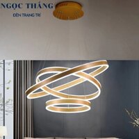 Đèn thả trần 3 vòng Led 40-60-80 trang trí phòng khách bàn ăn tích hợp 3 chế độ màu TH896 Ngọc Thắng (Tặng kèm remote)