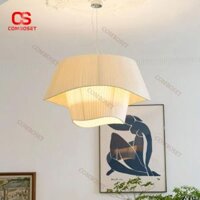 Đèn Thả Trần Hình Nấm Bằng Vải Xếp Ly Màu Be, Tạo Không Gian Ấm Áp & Nhẹ Nhàng