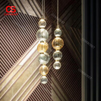 Đèn Thả Trần Khung Kim Loại Hình Cầu Thủy Tinh, Đèn Thả Trần Decor Mọi Không Gian Sống