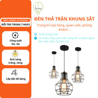 Đèn Thả trần khung sắt hình quả lựu đạn, trang trí shop quần áo spa nhà hàng (chưa bao gồm bóng led)