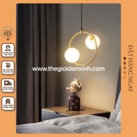 Đèn Thả Vòng Tròn Thân Xi Mạ Cao Cấp Kết Hợp Cầu Thủy TInh Cho Quán Cafe, Bàn Ăn, Phòng Ngủ