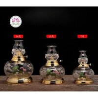 Đèn thắp dầu lưu ly cỡ đại - bầu lớn đượng được 2 lít dầu