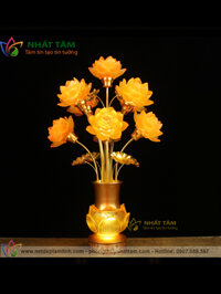 Đèn thờ 7 bông hoa sen viền đồng mẫu DT7091