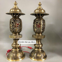 Đèn thờ bằng đồng cao 48cm