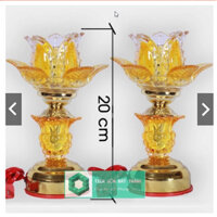 Đèn Thờ Bày Ban Thần Tài , Ban Gia Tiên ,Bông Thuỷ Tinh Sang Trọng Cao 20cm