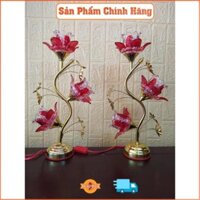 Đèn thờ bóng led hoa thuỷ tinh (dành thờ bàn thờ đứng hoặc bàn thờ treo) - cao 45cm