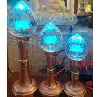 [Đèn thờ cúng] Đèn búp sen nổi pha lê 3D kiểu dáng nhã nhặn, chân đồng cao cấp