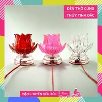 Đèn thờ cúng điện lưu ly chân bông sen nguyên khối đèn thờ led trụ tròn tầng - Cao 12cm Giá 1 cái