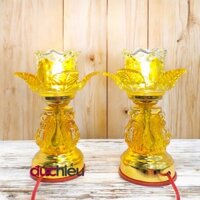 Đèn thờ cúng hoa sen để bàn thờ chất liệu thủy tinh, đèn cúng Phật, Quan Âm - Đức Hiếu Shop
