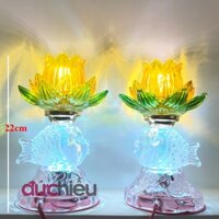 Đèn thờ cúng hoa sen để bàn thờ hình con cá chép cao 22cm , đèn cúng Phật, Quan Âm - Đức Hiếu Shop