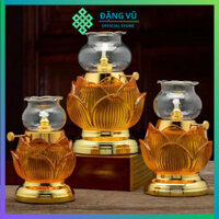 Đèn thờ cúng Hoa Sen Thủy Tinh 09 - Đèn dầu hoa sen Thuỷ Tinh - Phong thủy Đặng Vũ