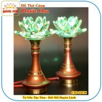 Đèn thờ cúng pha lê hoa sen - Đổi màu - Đèn bàn thờ - Bàn thờ đẹp -  VHMART