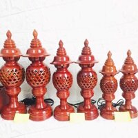 Đèn thờ cúng phật gia tiên phong thủy quả dứa điện bằng gỗ tự nhiên Hương Đình gồm sẵn bóng đèn led và dây điện