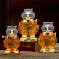 Đèn Thờ Dầu Hoa Sen Thủy Tinh Chân Đồng - Cực Sang Trọng( Vật Phẩm Thờ Cúng ) nhiều size , đủ màu sắc