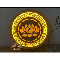 Đèn thờ, Đèn thờ hào quang mẫu sen vân gỗ, trang trí ban thờ, Nội thất phòng thờ Việt