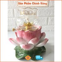 Đèn thờ. Đốt dầu, hình hoa sen hồng đế xanh. Mã ll18