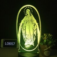 Đèn thờ Đức Mẹ Ban Ơn. Đèn tranh Đức Mẹ Maria để bàn, Đèn thờ Công giáo led đổi màu (L657)